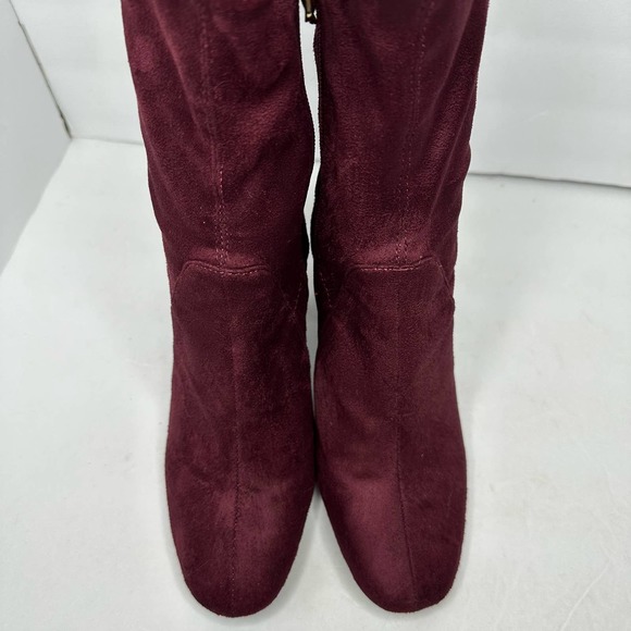 Cape Robbin Womens size 6.5 Heeled Sock Stretch Boots Maroon Side Zip - Picture 3 of 11